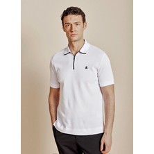 Brooks Brothers Beyaz Erkek Standart Logo Baskılı T-Shirt BBSS26MTS013