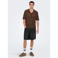 Only & Sons Siyah Erkek Bol Kesim Eskitme Denim Şort 22032890 Onsfade Taı Dnm Shorts Vd