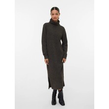 Vero Moda Kahverengi Kadın Balıkçı Yaka Elbise Vmboom Ls Rollneck Dress Ga