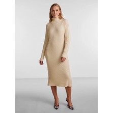 Ekru Kadın Tam Balıkçı Elbise Yasmavı Knıt Mıdı Rollneck Dress No