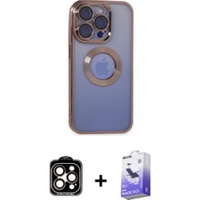 Pileli Store Pilelistore™ iPhone 15 Pro Max Kılıf Pusula Form - Siyah Bilvis 5in1 5d Magic Hayalet Cam Ekran Koruyucu + Pvd Metal Kamera Lens - Tu