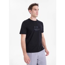 Lee Cooper DESAVY Erkek Regular Fit %100 Pamuk Baskılı Bisiklet Yaka T-Shirt Siyah