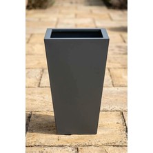 Desen Dekorasyon Zenith 60 cm Dikey Metal Antrasit Saksı - İç ve Dış Mekan Modern Dekoratif Saksılık (60x35x25 cm)