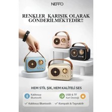Neffo Nostaljik Görünümlü Retro Tf Kart Bluetooth USB  Destekli Küçük Boy Nostalji Hoparlör