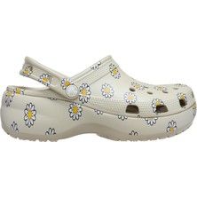 CS212668 Crocs Classic Platform Floral Clog Kadın Terlik Gri