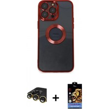 Pileli Store Pilelistore™ iPhone 14 Pro Kılıf Pusula Form - Siyah Buffer Hayalet Cam Ekran Koruyucu + Raze Metal Kamera Lens - Gd