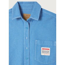 American Vintage Mavi Kadın Standart Gömlek PUS06AE26