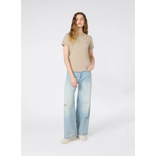 Champion 118408-MS041 Ss Tee Bej Kadın T-Shirt