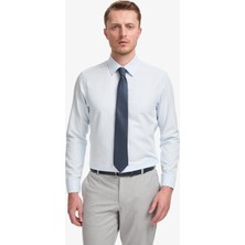 Pierre Cardin Erkek Açık Mavi Slim Fit Armürlü Uzun Kollu Gömlek 50325354-VR003