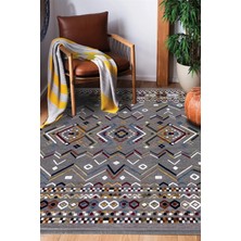 Sultan Halı Gri Viskon Altı Kaymaz  Modern Desenli HALI-0040