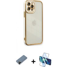 Pileli Store Pilelistore™ iPhone 12 Pro Kılıf Çekirdek Klasik Serisi - Siyah 3D Antistatik Seramik Nano Ekran Koruyucu + Shine Kamera Lens Koruma Cam - Sh