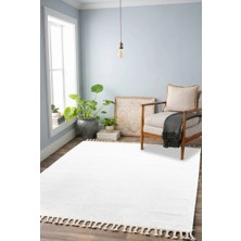 Sultan Halı Beyaz Renkli  Soft Iskandinav Peluş Dokulu Makine Halısı