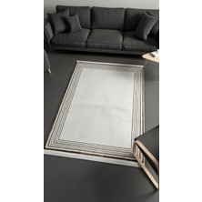 Sultan Halı Sultan Zen Çizgili Çerçeveli Desen Vizon Modern Akrilik Makine Dokuma Salon Halısı - 6608