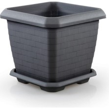 Ucuz Marketim Hisar Kale Saksı 25.5 Litre Antrasit Plastik Malzeme ile Bahçe & Balkon Uyumlu Kare Şekil