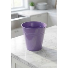 Konik Metal Saksı & Vazo Mor - 23 cm Dekoratif Çok Amaçlı Renkli Çiçeklik (23X23/16 Cm)