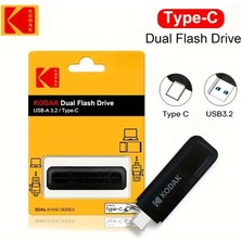 Kodak Yüksek Hızlı 128Gb.Type-C ve Usb 3.2 Type-C Girişli Tüm Cihazlara İphone 15/16/17 Serisine Uygun Otg Flash Bellek Çift Giriş Sağlam Orjinal