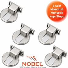 Nobel Manyetik Mıknatıslı Kapı Stoperi, Güçlü Mıknatıslı (Vidalı) 5 Adet Inox