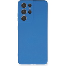 Durukar®  Samsung Galaxy S21 Ultra Kılıf Nano Içi Kadife Silikon - Mavi