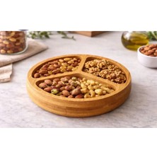 Vivatti Bambu 3 Bölmeli 1 Adet Kuruyemişlik Çerezlik Sunum Tahtası 15 cm