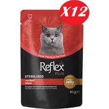 Reflex Plus Jöle Içinde Parça Biftek Etli Kısırlaştırılmış Kedi Yaş Maması 85 Gr*12 Adet