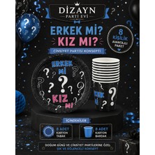 Dizayn Parti Evi Erkek Mi Kız Mı 8 Kişilik Cinsiyet Partisi Seti Gender Reveal Bardak Tabak Seti
