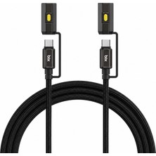 Bix T2IN1C 240W LED Fener ve Alevsiz Çakmak Fonksiyonlu Type-C To Type-C Şarj ve Data Kablosu 1.2 Metre