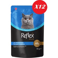 Reflex Plus Jöle Içinde Ton Balıklı ve Alabalıklı Yetişkin Kedi Yaş Maması 85 Gr*12 Adet