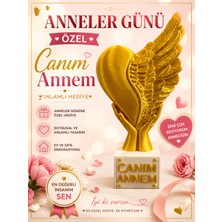 ModuLab 3D Anneler Günü Özel Canım Annem Yazılı Kalp & Melek Kanadı Dekoratif Biblo – Anlamlı Hediye