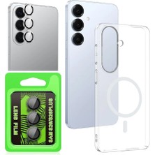 Vendas Galaxy S26 Plus Uyumlu Kamera Korumalı M-Safe Şarj Özellikli Şeffaf Zore London Sert Pc Kapak + Kamera Lens Koruyucu