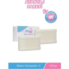 Sebamed Baby Hassas Ciltler İçin Ergonomik Tasarımlı Kompakt Temizleme Sabunu, pH 5.5, 0+ Yaş, Beyaz, 100 gr x 2 Adet