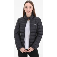 Lumberjack Kadın Siyah V1 Padded Coat Uzun Kol Şişme Mont Kısa Model Düz Desen