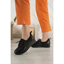 Nesil Shoes Acr 15 Siyah Taşlı Strech Kadın Ayakkabı
