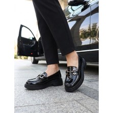 Nesil Shoes Wiss 1803  Siyah Rugan Maskulen Kadın Ayakkabı