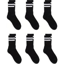 Hepsine Rakip 6lı Erkek Unisex Çizgili Soket Çorap Pamuklu Tenis Ekonomik Spor