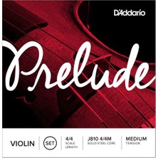 D'Addario J810 Keman Tel Set Medium Prelude 4/4 Ölçüde Solid Steel Koro ile Üretilmiştir EJ810