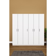 Asra Trend Lüks 6 Kapaklı Gardırop %100 MDF Askılı Çok Amaçlı Düzenleyici Elbise Dolabı G-06