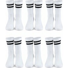 Hepsine Rakip 6lı Erkek Unisex Çizgili Soket Çorap Pamuklu Tenis Ekonomik Spor