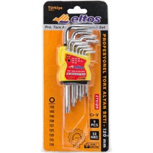 Eltos 9 Parça Torx Alyan Seti 120 mm | Cr-V Krom Vanadyum Çelik | Profesyonel L Tipi Anahtar Seti – Yerli Üretim