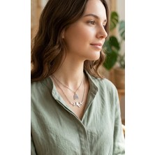 Vintage Takı Bohem Stil Gümüş Kaplama Doğa Kuş Figürlü Vintage Silver Ikili Kolye
