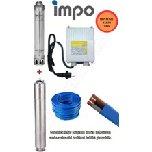 İmpo Sk 408/14 Krom Başlıklı Derin Kuyu 3 Hp Monofaze Motorlu 50 mt Kablolu Panolu Dalgıç Pompa
