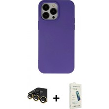 Pileli Store Pilelistore™ iPhone 14 Pro Max Kılıf Ahenk Serisi - Şeffaf Pasifik Cam Ekran Koruyucu + Raze Metal Kamera Lens - Gd
