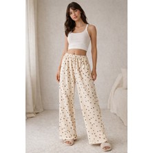 Kabartma Desenli Bürümcük Yazlık Pantolon Yüksek Bel Lastikli Bel Büyük Battal Beden Alt Pijama