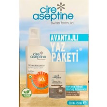 Cire Aseptine Avantajlı Yaz Paketi Güneş Koruyucu Spf 50+ 200ML ile Mineral Filtreli Güneş Koruyucu Yaşlanma ve Leke Karşıtı Spf 50+ 50ML