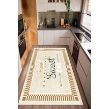 Pelura Halı Home Sweet Home Yazılı Baskılı Kaymaz Yıkanabilir Mutfak Halısı Yolluk