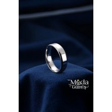 Moda Gümüş Gümüş 5 mm Düz Klasik Alyans Yüzük