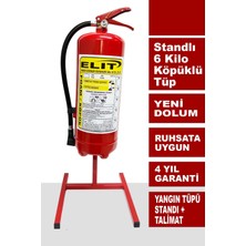 Elit 6 kg Köpüklü Yangın Söndürme Tüpü Stand ve Talimat Dahil Ruhsata Uygun