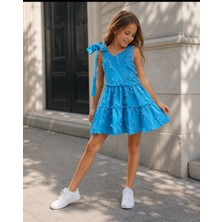Lolli Boom Kids Kız Çocuk Omuzdan Bağlamalı Katlı Elbise