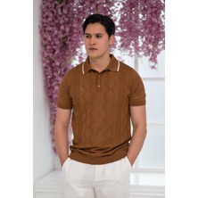 Advante Slimfit Kolları Lastikli Likralı Desenli Polo Yaka Triko T-Shirt