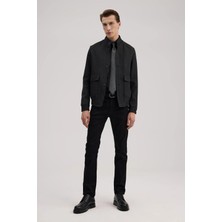 Jakamen Antrasit Slim Fit Mono Yaka Cepli Ceket Görünümlü Mont