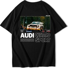 Brz Collection Unisex Oversize Quattro Sport Audi T-Shirt Siyah
